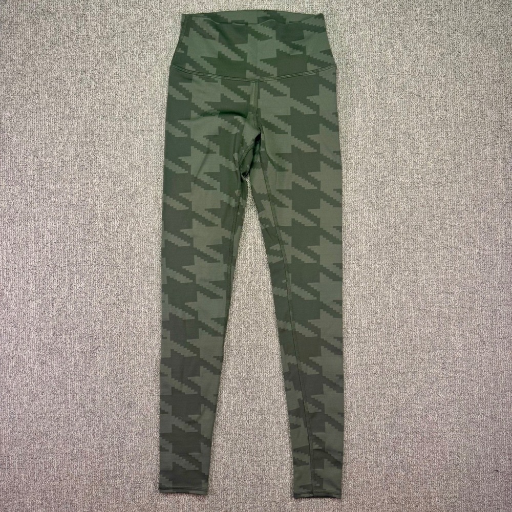 Alo Yoga‎ High Waist Pixel Houndstooth Leggings Green XS Camo Pattern Yoga Pants